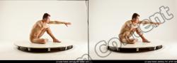 Nude Man White Sitting poses - simple Athletic Short Brown Sitting poses - ALL 3D Stereoscopic poses Realistic